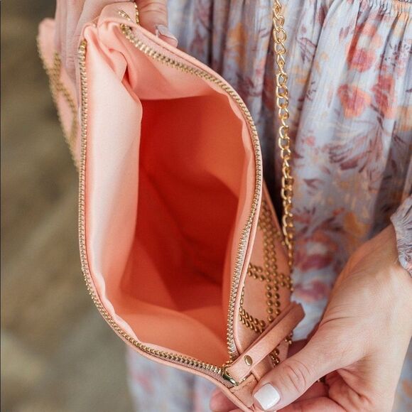 Studded Fold-over Chained Crossbody Bag - Picture 5 of 10